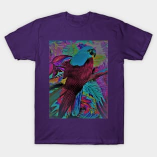 VIBRANT PARROT MACAW TROPICAL PALM EXOTIC BIRD ART DESIGN DECO POSTER PRINT T-Shirt